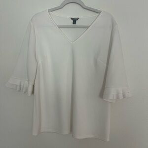Versona Cream V-Neck Ruffle Sleeve Tunic
